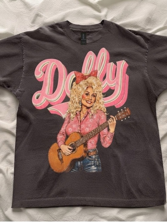 Gildan Tops - Gildan Women's Long Sleeve Tee - Black with Pink Dolly Graphic
